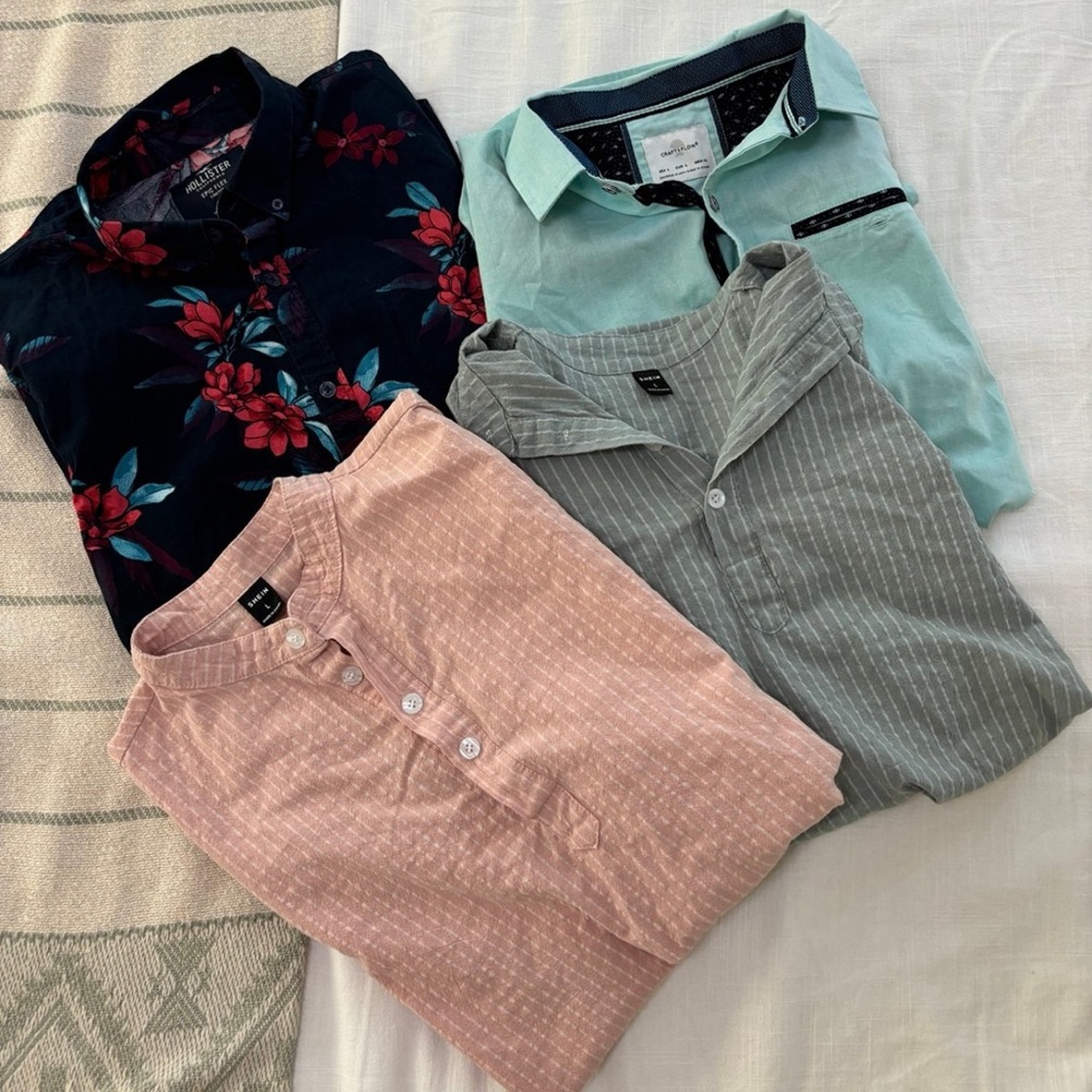 Men short sleeve button-front shirt bundle